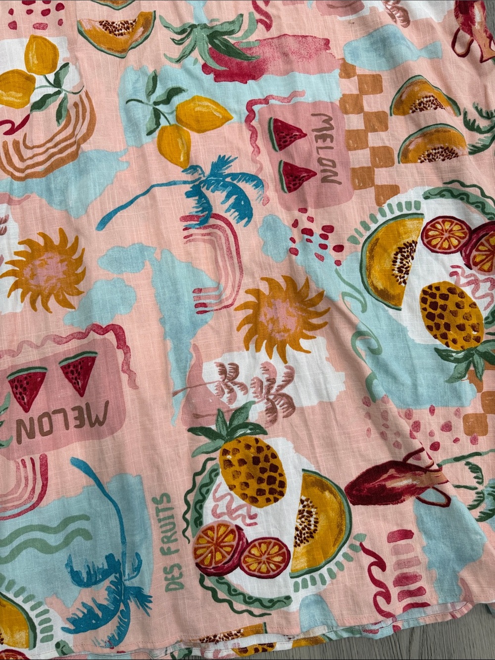 Petal and pup Tropical Fruit Print Halter - Pink & Aqua - Picture 2 of 5
